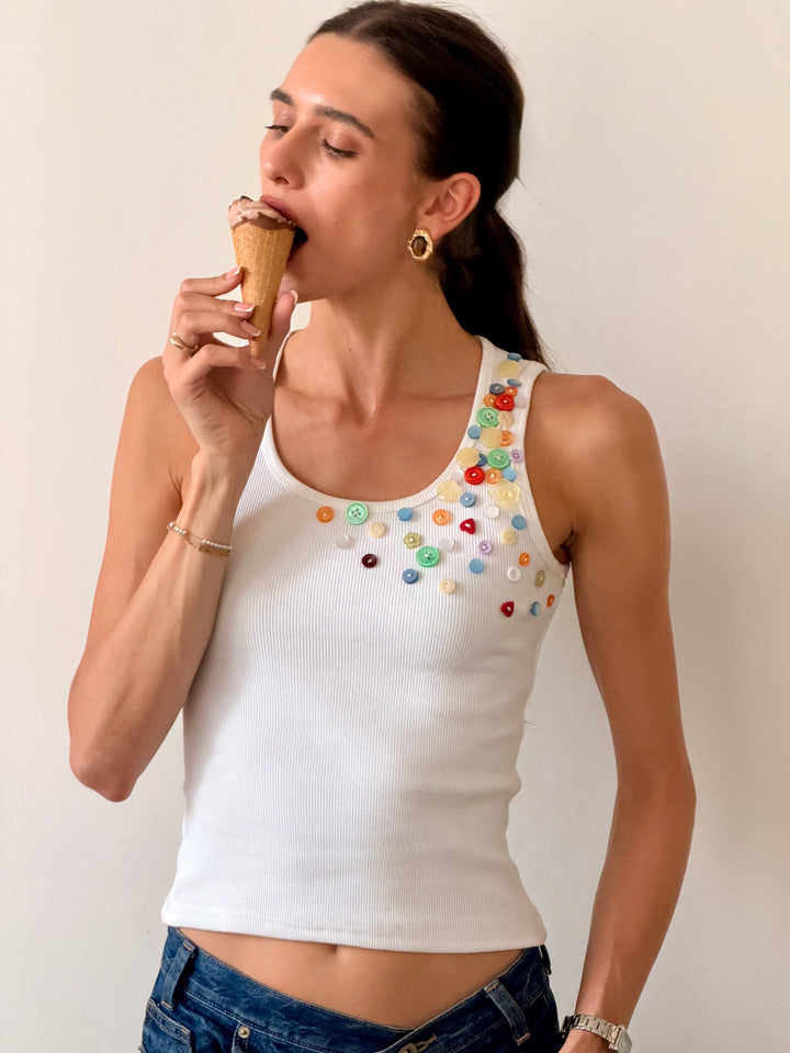 PASTEL BUTTONED TANK