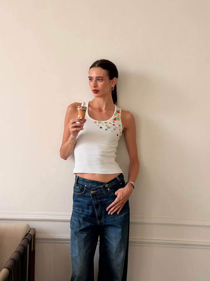 PASTEL BUTTONED TANK