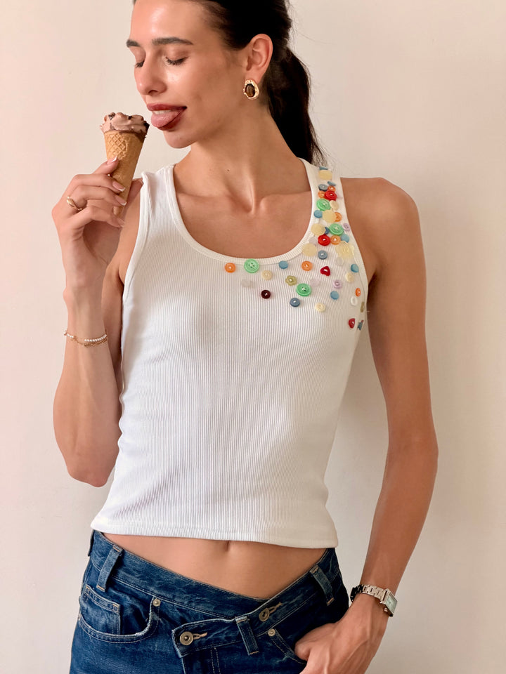 PASTEL BUTTONED TANK